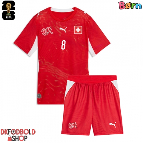 Schweiz Remo Freuler #8 Hjemmebanesæt Børn VM 2026 Kort ærmer (+ korte bukser)